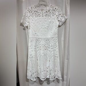 Girls (Size 16) Elegant Cream (off-white) Eyelet Dress with Full Slip Lining